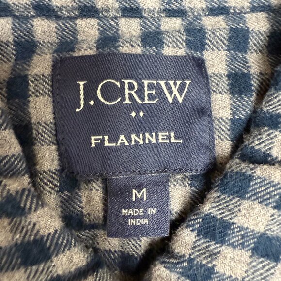 EUC Women's J. CREW Flannel Button Down Shirt Navy Gingham | Size M - Picture 3 of 6